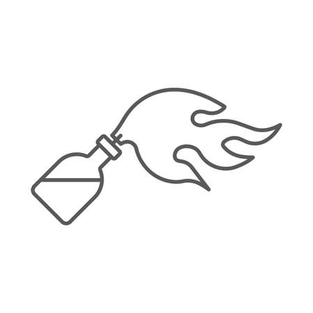 Fire cocktail bottle or molotov vector icon symbol weapon isolated on white backgroundのイラスト素材