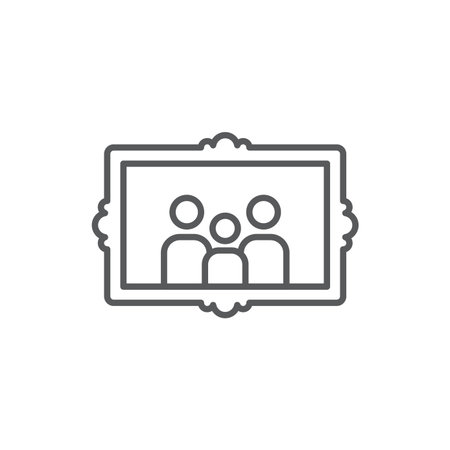 Family picture in photo frame vector icon symbol isolated on white background