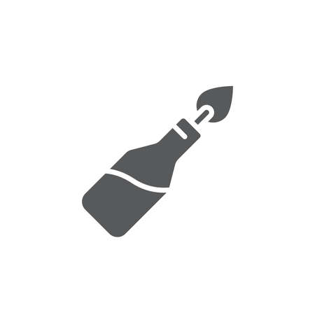 Fire cocktail bottle or molotov vector icon symbol weapon isolated on white backgroundのイラスト素材