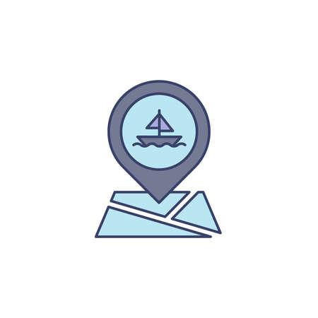 Port location pin vector icon symbol map isolated on white backgroundのイラスト素材