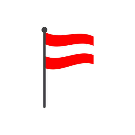 austria flag with pole icon vector isolated on white backgroundのイラスト素材