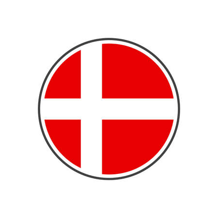 Circle denmark flag with grey border vector illustration isolated on white on vector isolated on white backgroundのイラスト素材