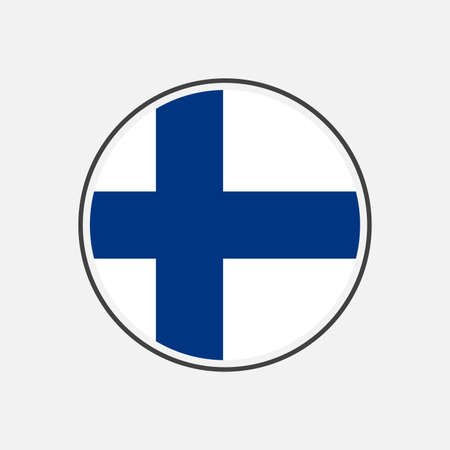 Circle finland flag with grey border vector illustration isolated on white on vector isolated on white backgroundのイラスト素材