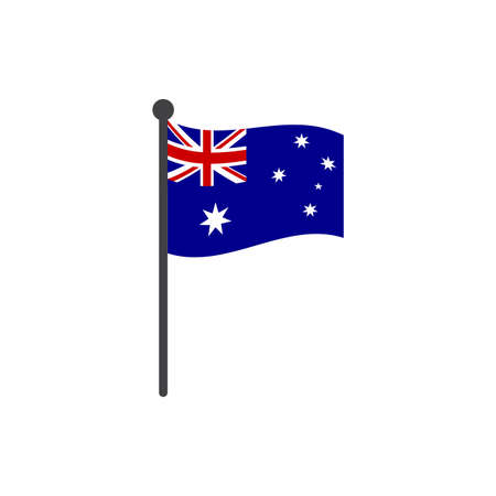 australia flag with pole icon vector isolated on white backgroundのイラスト素材