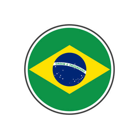 Circle brazil flag with icon vector isolated on white backgroundのイラスト素材