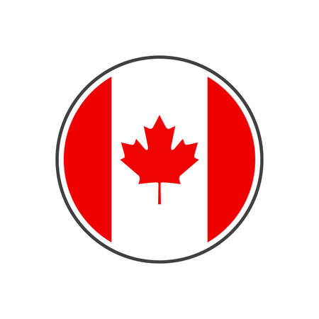 Circle canada flag with icon vector isolated on white backgroundのイラスト素材
