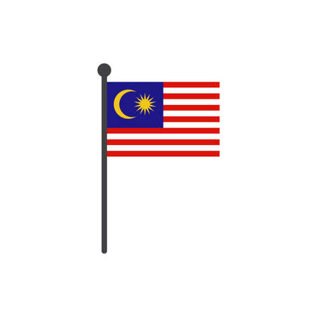 simple flat malaysia flag vector illustration with flagpole isolated on white backgroundのイラスト素材