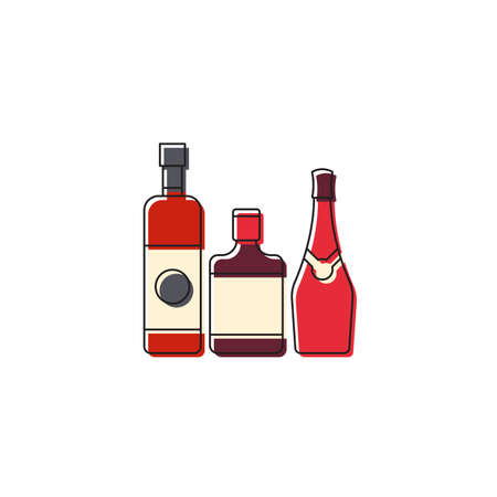Alcohol beverage bottles vector icon symbol isolated on white backgroundのイラスト素材