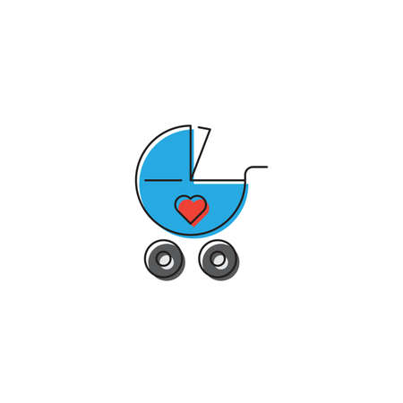 Baby stroller vector icon symbol tool isolated on white backgroundのイラスト素材