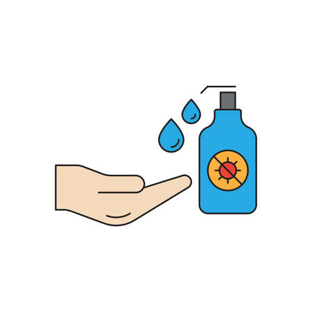 antiseptic for hands to avoid corona virus and keep hands clean vector icon isolated on white backgroundのイラスト素材