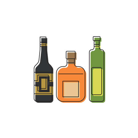 Alcohol beverage bottles vector icon symbol isolated on white backgroundのイラスト素材