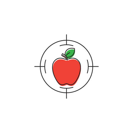 Apple with target vector icon symbol isolated on white backgroundのイラスト素材