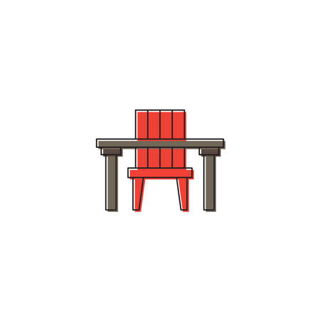 Chairs and table vector icon symbol isolated on white backgroundのイラスト素材