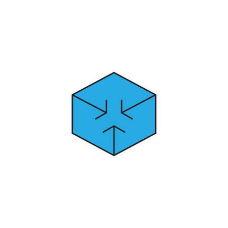 Cube with arrows vector icon symbol isolated on white backgroundのイラスト素材