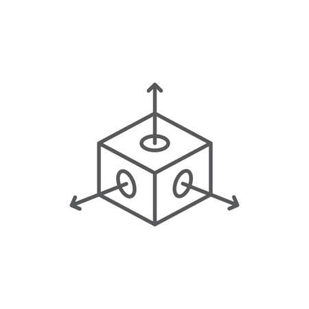 Cube with arrows vector icon symbol isolated on white backgroundのイラスト素材