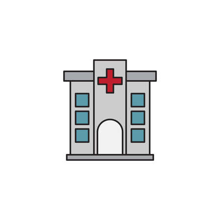 hospital building vector icon, isolated on white backgroundのイラスト素材