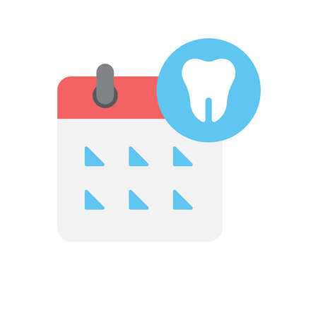 Calendar with tooth vector icon symbol isolated on white backgroundのイラスト素材