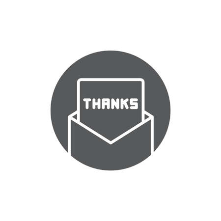 Envelope with thank you letter vector icon symbol isolated on white backgroundのイラスト素材