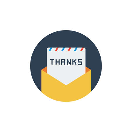 Envelope with thank you letter vector icon symbol isolated on white backgroundのイラスト素材