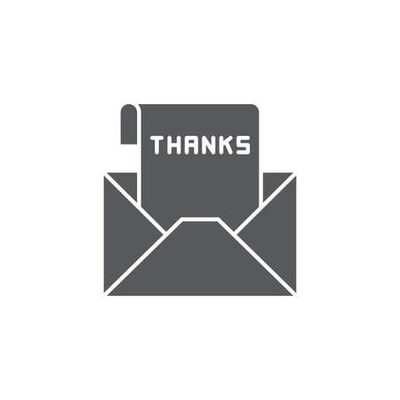 Envelope with thank you letter vector icon symbol isolated on white backgroundのイラスト素材