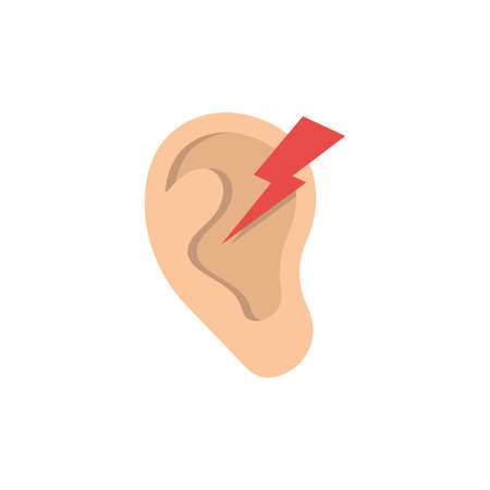 Ear pain vector icon symbol medical isolated on white backgroundのイラスト素材