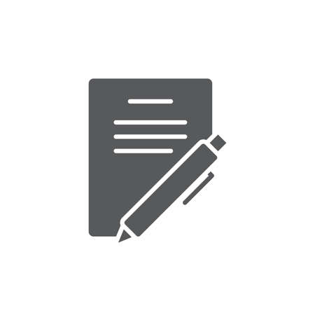 Paper documents and pen vector icon symbol isolated on white backgroundのイラスト素材