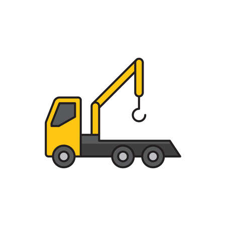 Tow truck vector icon symbol isolated on white backgroundのイラスト素材