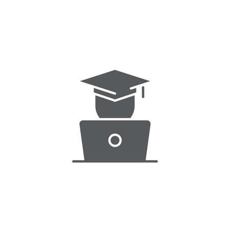 Student Studying on Laptop vector icon symbol isolated on white backgroundのイラスト素材