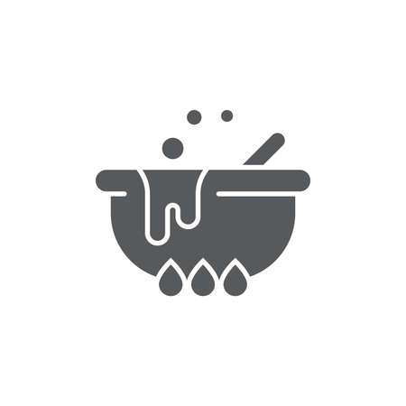 Witch cauldron potion vector icon symbol isolated on white backgroundのイラスト素材