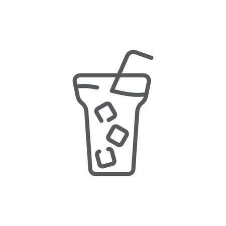 Iced coffee with ice cubes icon vector icon symbol drink isolated on white backgroundのイラスト素材