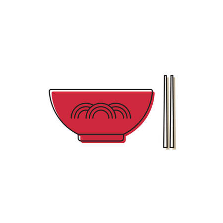 Noodles bowl vector icon symbol isolated on white backgroundのイラスト素材