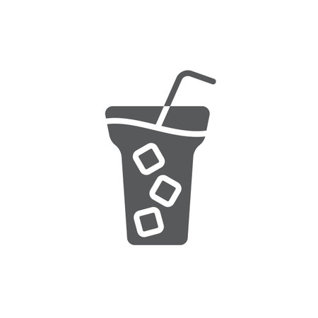 Iced coffee with ice cubes icon vector icon symbol drink isolated on white backgroundのイラスト素材
