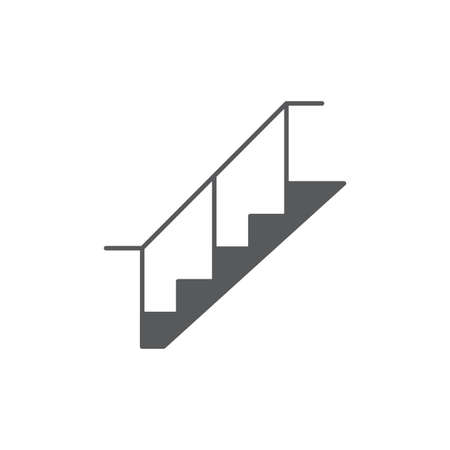 Stairs with handrail vector icon symbol isolated on white backgroundのイラスト素材