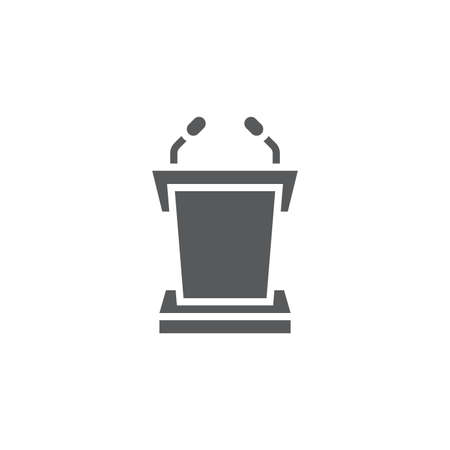 Podium with microphone vector icon symbol isolated on white backgroundのイラスト素材