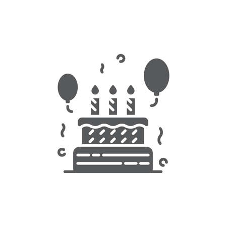 Birthday cake icon, color, line, outline vector sign, linear style pictogram isolated on white. Symbol, logo illustration. Editable stroke. Pixel perfectのイラスト素材