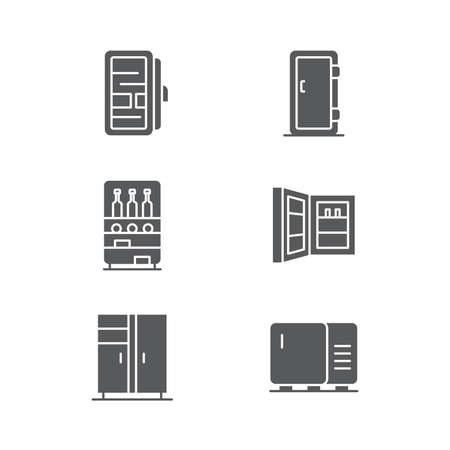 Fridge icon set icon, color, line, outline vector sign, linear style pictogram isolated on white. Symbol, logo illustration.のイラスト素材