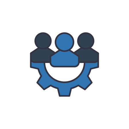 Management icon, color, line, outline vector sign, linear style pictogram isolated on white. Symbol, logo illustrationのイラスト素材