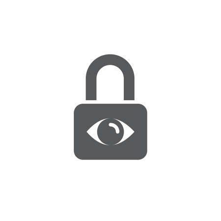 Privacy protection, Lock with eye icon, color, line, outline vector sign, linear style pictogram isolated on white.のイラスト素材