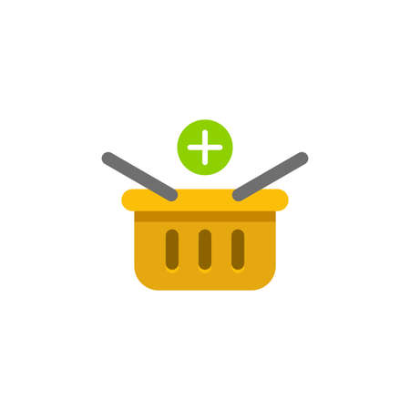 shopping basket icon, color, line, outline vector sign, linear style pictogram isolated on white. Symbol, logo illustrationのイラスト素材