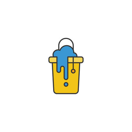 mop bucket with foam soap line icon linear style sign for mobile concept and web design bucketのイラスト素材