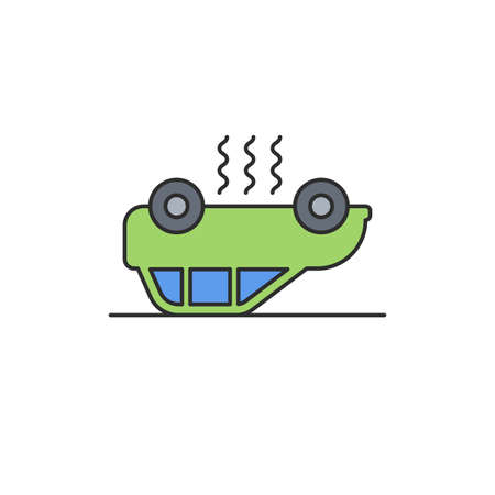 overturned car vector icon filled flat sign for mobile concept and web design car accident glyphのイラスト素材