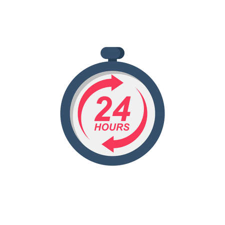 24 hours clock sign vector isolated on white backgroundのイラスト素材