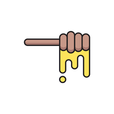Honey dipper stick icon isolated on white background. Honey ladle. Set icons colorful square buttons. Vector Illustrationのイラスト素材