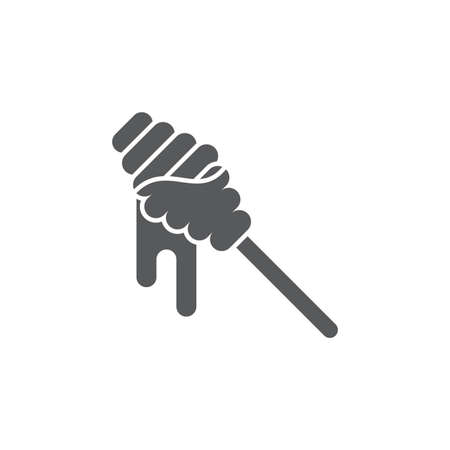 Honey dipper stick icon isolated on white background. Honey ladle. Set icons colorful square buttons. Vector Illustrationのイラスト素材