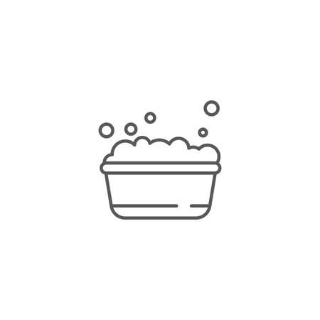 plastic basin with soap suds icon isolated background. Bowl with water. Washing clothes, cleaning equipment. Vector Illustrationのイラスト素材