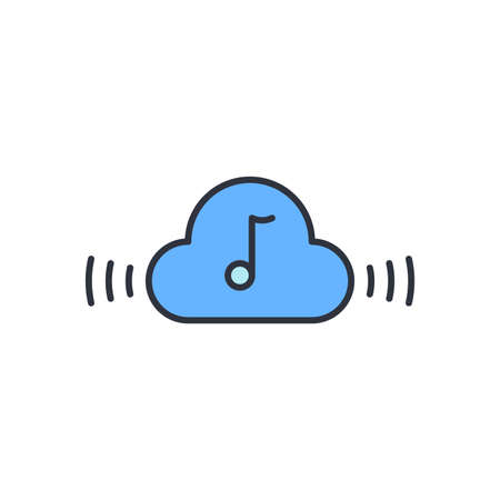 Music streaming service icon isolated on white and black background. Sound cloud computing, online media streaming, online song, audio wave. Vector Illustrationのイラスト素材