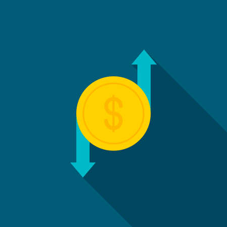 Cash flow vector icon business symbol, flat design, long shadowのイラスト素材