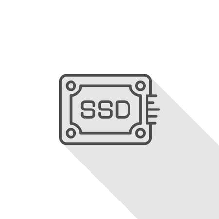 Line icon with flat design , Computer parts , SSDのイラスト素材