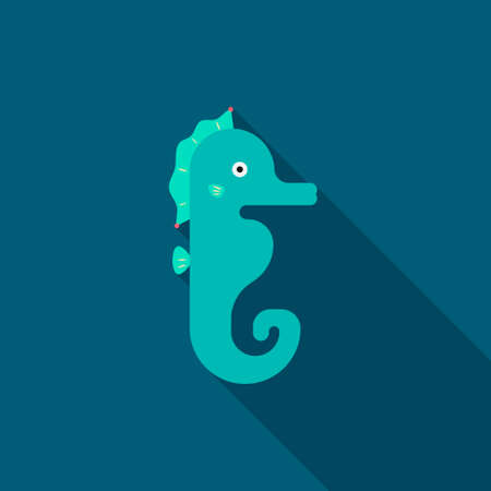 seahorse animal vector icon, flat design, long shadowのイラスト素材