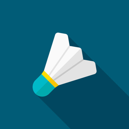 Badminton vector icon, flat design, long shadowのイラスト素材